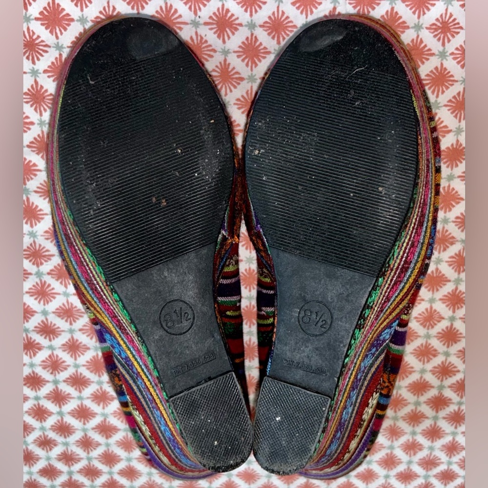 Mossimo multicolor textile Baja pattern wedge platform heels women’s size 8.5 - Picture 7 of 11